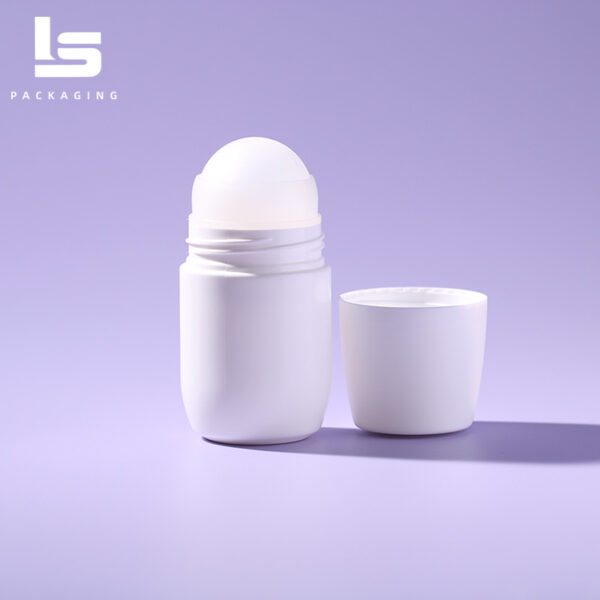 50ml White Plastic Antiperspirant Roll-On Ball Bottle