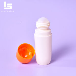 Customized 60ml empty roll-on bottle with orange cap for deodorant packaging