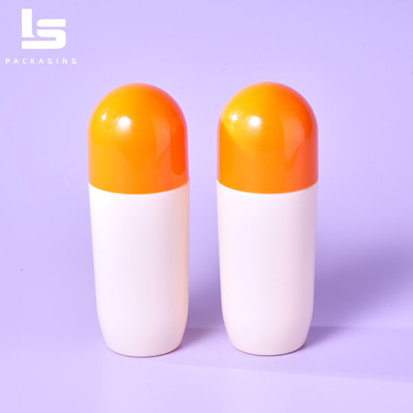 60ml PE roll-on bottle with orange cap for personal care products