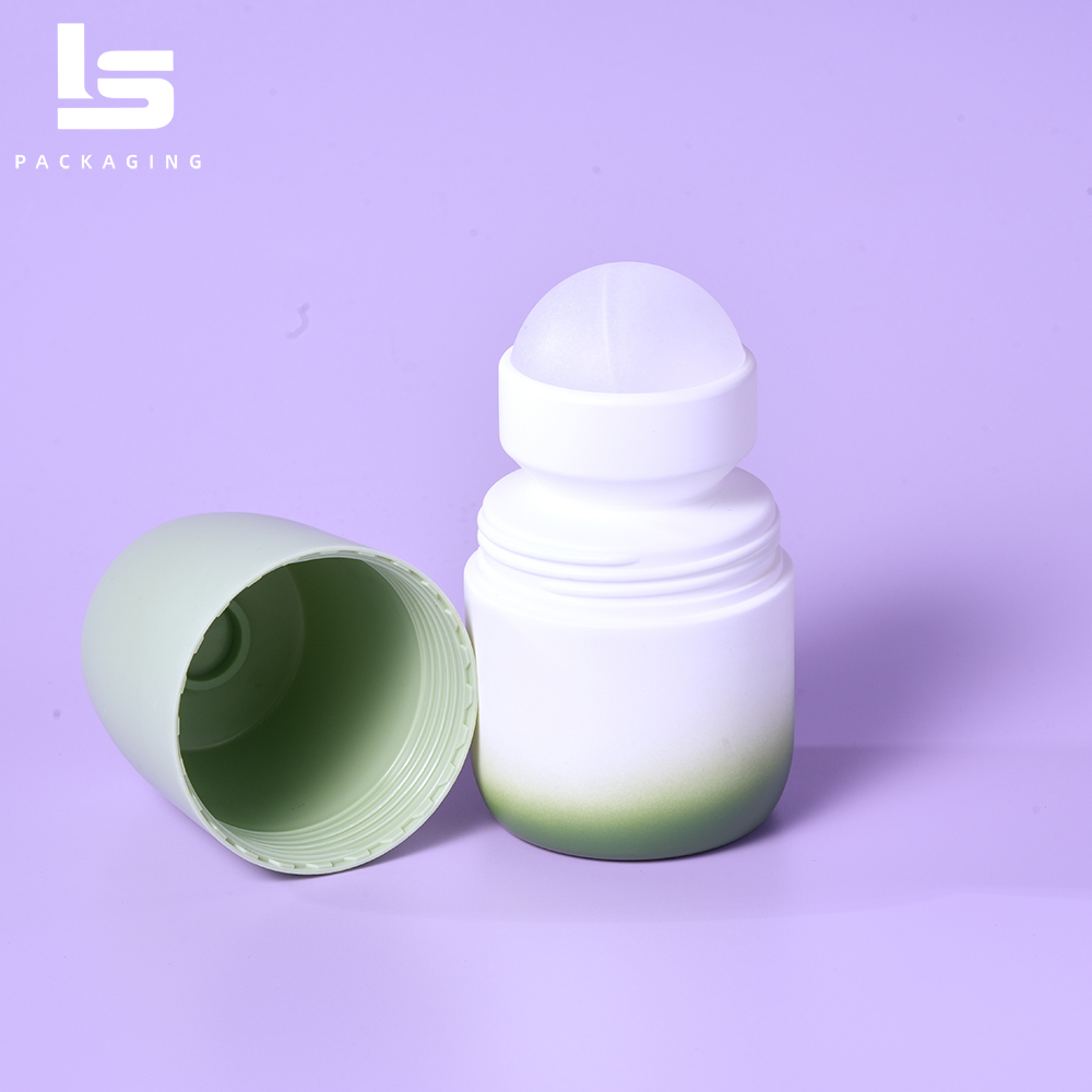 50ml eco-friendly PE roll-on bottle with roller ball and cap