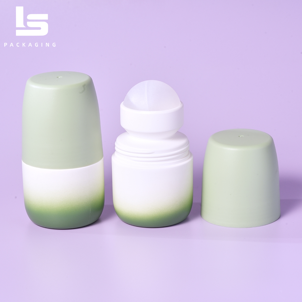 50ml eco-friendly PE roll-on bottle with roller ball and cap